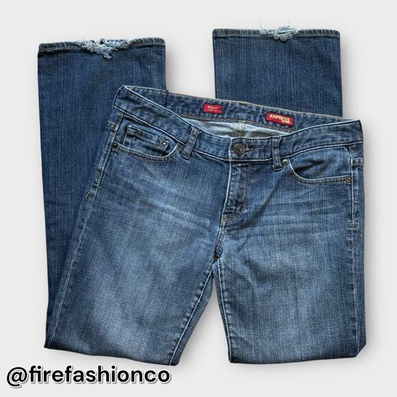 EXPRESS BOHO WESTERN STELLA BOOT LEG MEDIUM BLUE JEANS 10R - Picture 1 of 10
